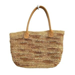HANDMADE Straw Tote Bag Tan